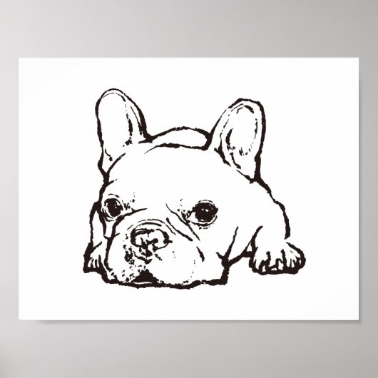 Affiche d'illustration manuscrite de Bulldog en fr (Devant)