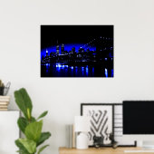 Affiche d'impression bleue de la ville de New York (Bureau à domicile)