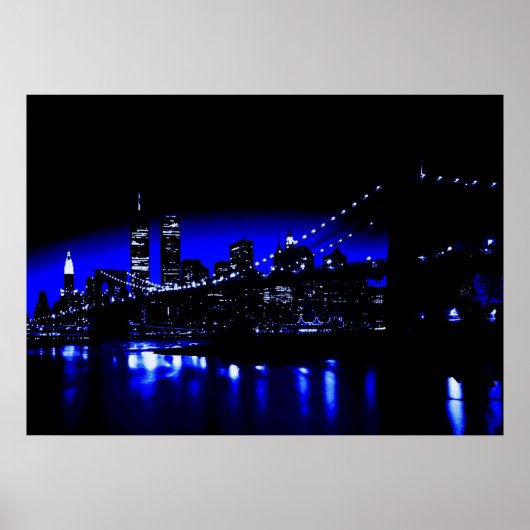 Affiche d'impression bleue de la ville de New York (Devant)
