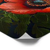 Affiche d'impression d'art de fleurs d'anémone rou (Coin)