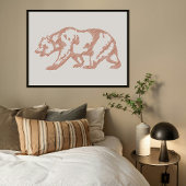 Affiche d'impression d'art de ligne d'animal d'our