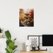 Affiche d'impression d'art du temple bouddhiste ja (Bureau à domicile)