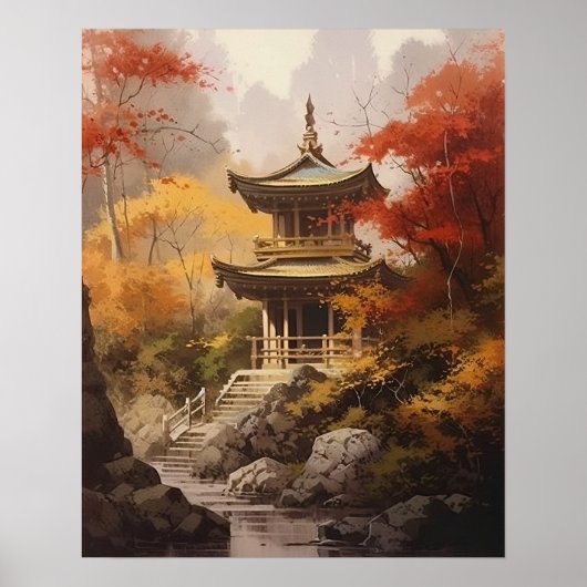 Affiche d'impression d'art du temple bouddhiste ja (Devant)