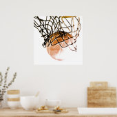 Affiche d'impression de ballon de basket marron ca (Cuisine)