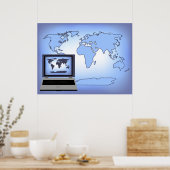 Affiche d'impression de carte du monde d'ordinateu (Cuisine)