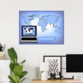 Affiche d'impression de carte du monde d'ordinateu (Bureau à domicile)