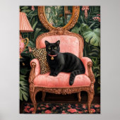 Affiche d'impression de chat noir tropical sur can (Devant)