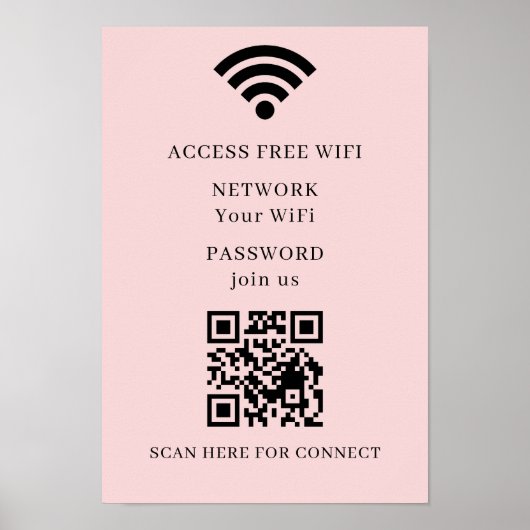 Affiche d'impression de code QR WiFi pour se conne (Devant)