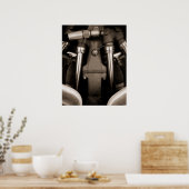 Affiche d'impression de moteur d'avion noir et bla (Cuisine)