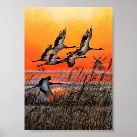 Affiche d'impression de peinture d'oiseaux volant  (Devant)