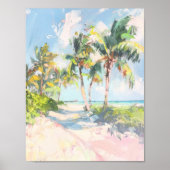 Affiche d'impression de plage tropicale aux palmie (Devant)