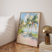 Affiche d'impression de plage tropicale aux palmie