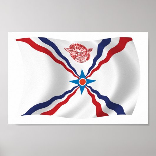 Affiche d'impression du drapeau de la nation assyr (Devant)