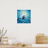 Affiche d'impression Lune Fantaisiste avec Chats (Cuisine)