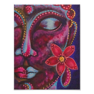 AFFICHE D'IMPRESSION PHOTO BOUDDHA AVEC UNE FLEUR