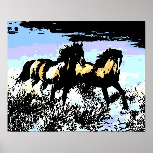 Affiche d'impression Pop Art Chevaux en course (Devant)