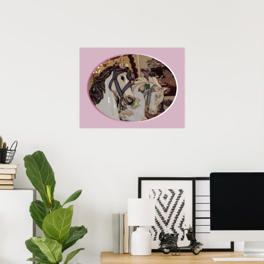 Affiche d'impression pour chevaux de carrousel (Bureau à domicile)