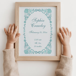 Affiche d'informations de naissance personnalisée