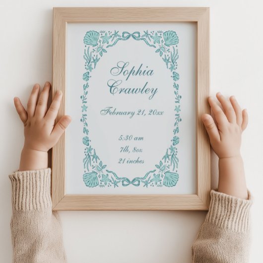 Affiche d'informations de naissance personnalisée