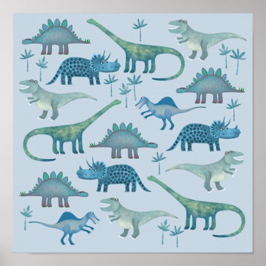 Affiche Dinosaures Bleus (Devant)