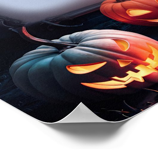 Affiche d'invitation blanche Halloween #1 (Coin)