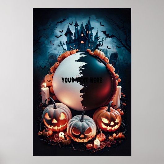 Affiche d'invitation blanche Halloween #7 (Devant)