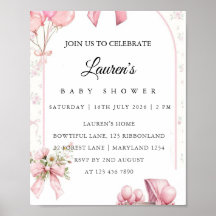 Affiche d'invitation pour une baby shower aux fleu