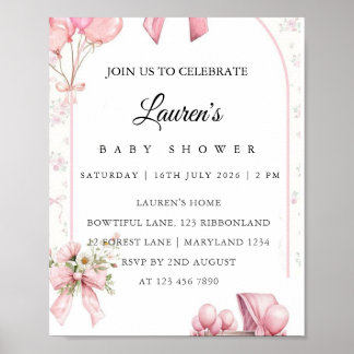 Affiche d'invitation pour une baby shower aux fleu