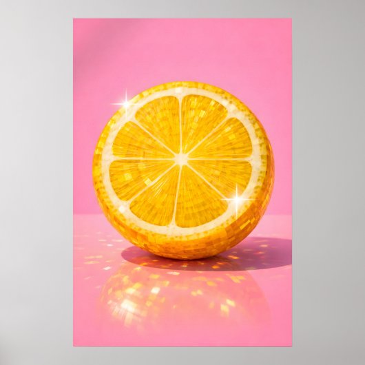 Affiche Disco Lemon, Fruit de boule à facettes ros (Devant)