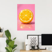 Affiche Disco Lemon, Fruit de boule à facettes ros (Bureau à domicile)