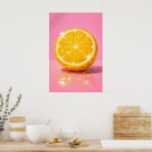 Affiche Disco Lemon, Fruit de boule à facettes ros (Cuisine)