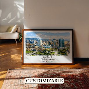 Affiche d'Oakland Californie, Aquarelle, Sur mesur