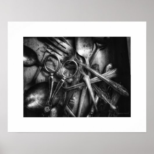 Affiche d'objets usuels Noir et Blanc (Devant)