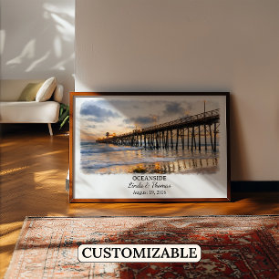 Affiche d'Oceanside Californie, Aquarelle, Sur mes