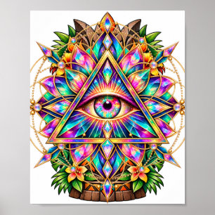 Affiche d'œil de mandala kaléidoscope