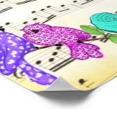 Affiche d'oiseaux musicaux colorés Chanson heureus (Coin)