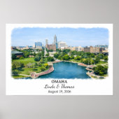 Affiche d'Omaha Nebraska, Aquarelle, Sur mesure (Devant)