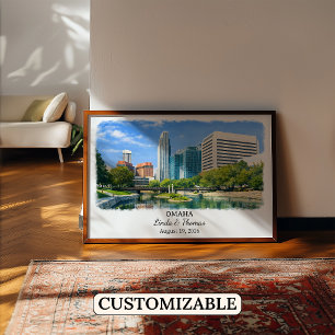 Affiche d'Omaha Nebraska, Aquarelle, Sur mesure