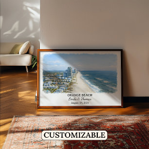 Affiche d'Orange Beach Alabama, Aquarelle, Sur mes
