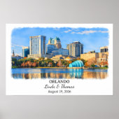Affiche d'Orlando Floride, Aquarelle, Sur mesure (Devant)