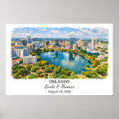 Affiche d'Orlando Floride, Aquarelle, Sur mesure (Devant)