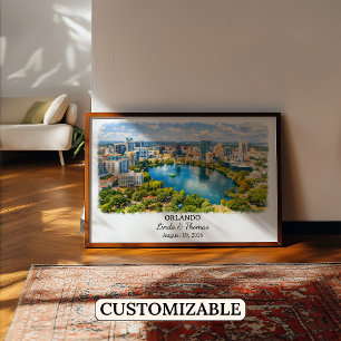 Affiche d'Orlando Floride, Aquarelle, Sur mesure