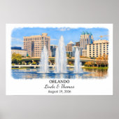 Affiche d'Orlando Floride, Aquarelle, Sur mesure (Devant)