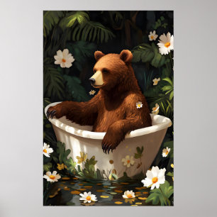 Affiche d'ours dans la baignoire, Affiche d'animau