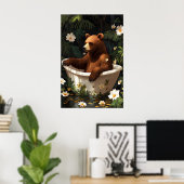 Affiche d'ours dans la baignoire, Affiche d'animau (Bureau à domicile)