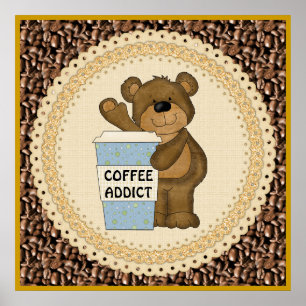 Affiche d'ours d'intoxiqué de café
