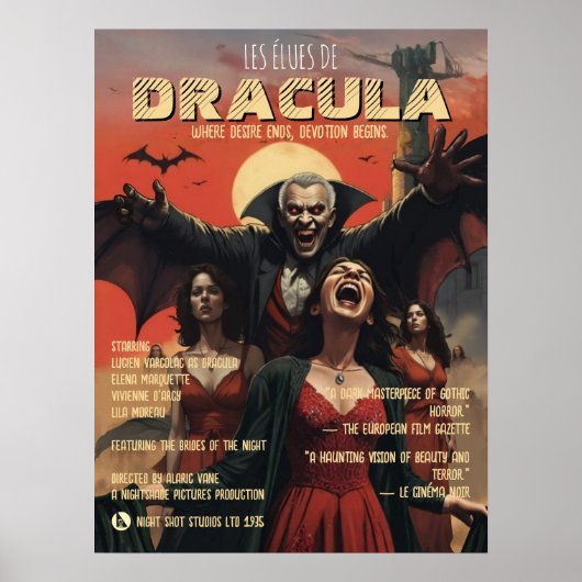 Affiche Dracula Gothique Vampire Art Horreur Sombr (Devant)