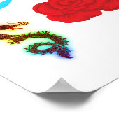Affiche Dragon Floral | Impression d'art mural vin (Coin)