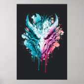 Affiche Dragon Néon Pastel Éclaboussé (Devant)