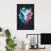 Affiche Dragon Néon Pastel Éclaboussé (Bureau à domicile)